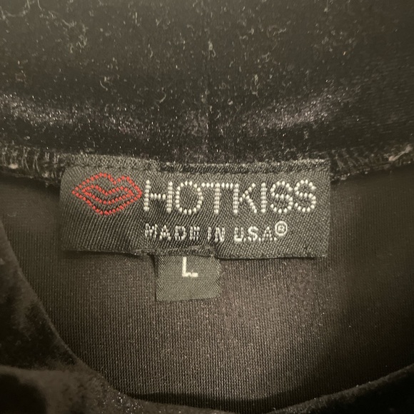 Vintage Hot Kiss Women's Black Velvet Vest turtleneck sleeveless top size Large - Picture 6 of 8
